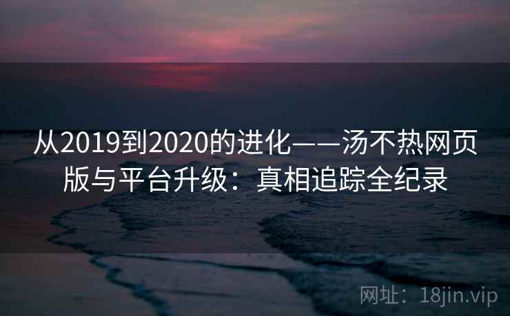 从2019到2020的进化——汤不热网页版与平台升级：真相追踪全纪录