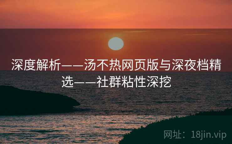 深度解析——汤不热网页版与深夜档精选——社群粘性深挖